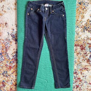 Vintage True Religion Jeans Womens Sz 27 Dark Wash Skinny Low Rise Made in USA